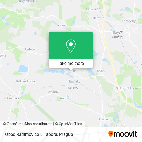Карта Obec Radimovice u Tábora