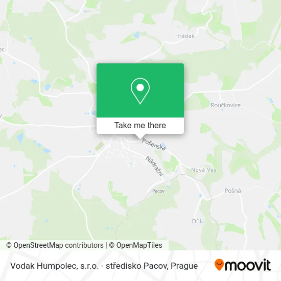 Карта Vodak Humpolec, s.r.o. - středisko Pacov