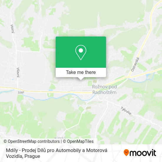 Карта Mdíly - Prodej Dílů pro Automobily a Motorová Vozidla