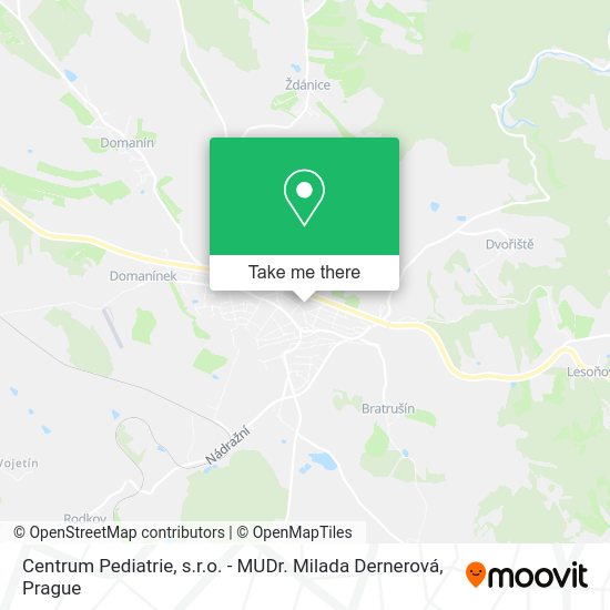 Карта Centrum Pediatrie, s.r.o. - MUDr. Milada Dernerová