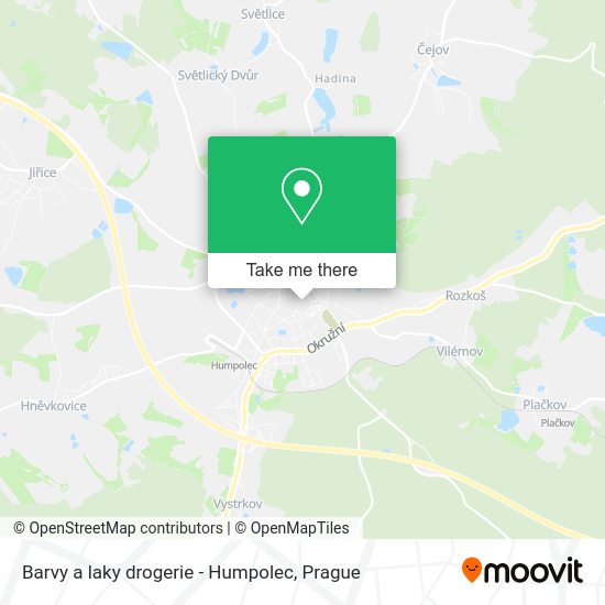 Карта Barvy a laky drogerie - Humpolec