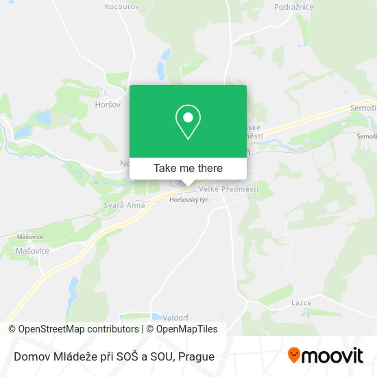 Карта Domov Mládeže při SOŠ a SOU