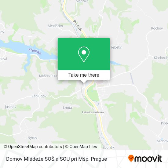 Карта Domov Mládeže SOŠ a SOU při Mšp