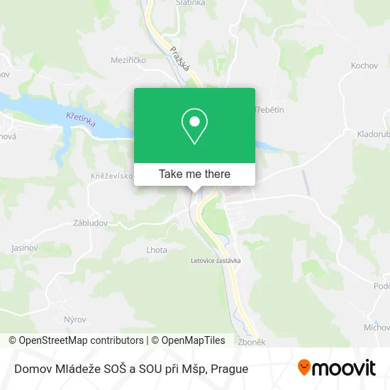 Карта Domov Mládeže SOŠ a SOU při Mšp