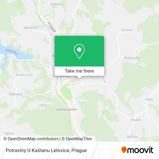 Карта Potraviny U Kaštanu Letovice