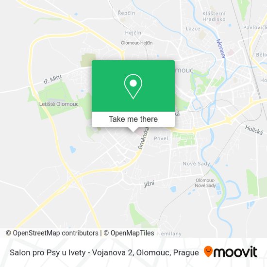 Карта Salon pro Psy u Ivety - Vojanova 2, Olomouc