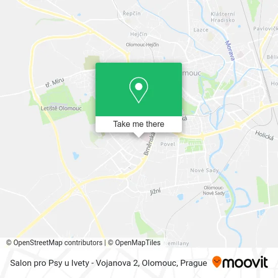 Карта Salon pro Psy u Ivety - Vojanova 2, Olomouc