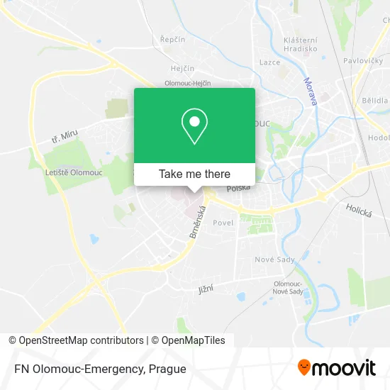 FN Olomouc-Emergency map