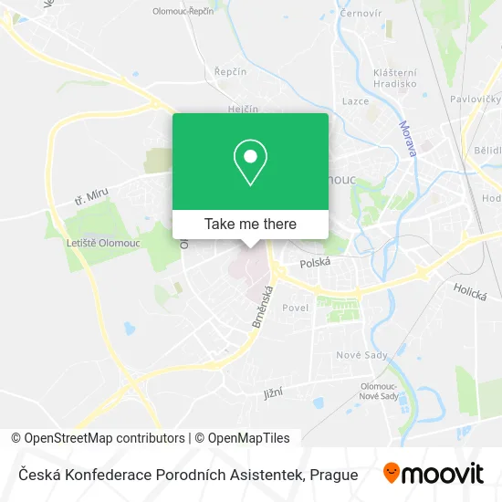 Карта Česká Konfederace Porodních Asistentek