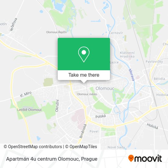 Карта Apartmán 4u centrum Olomouc