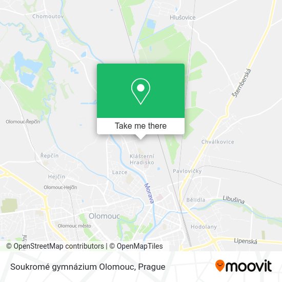 Карта Soukromé gymnázium Olomouc
