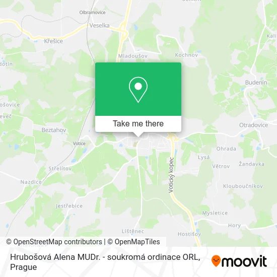 Карта Hrubošová Alena MUDr. - soukromá ordinace ORL