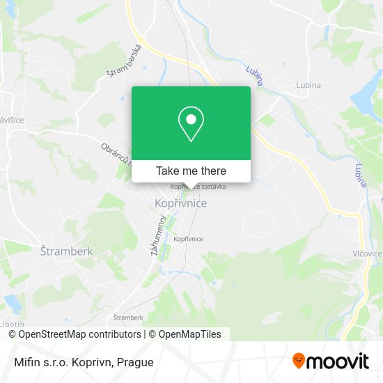 Карта Mifin s.r.o. Koprivn