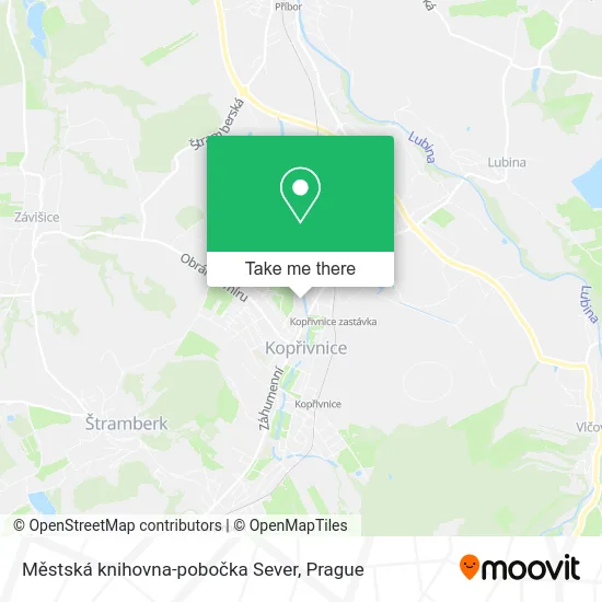 Карта Městská knihovna-pobočka Sever