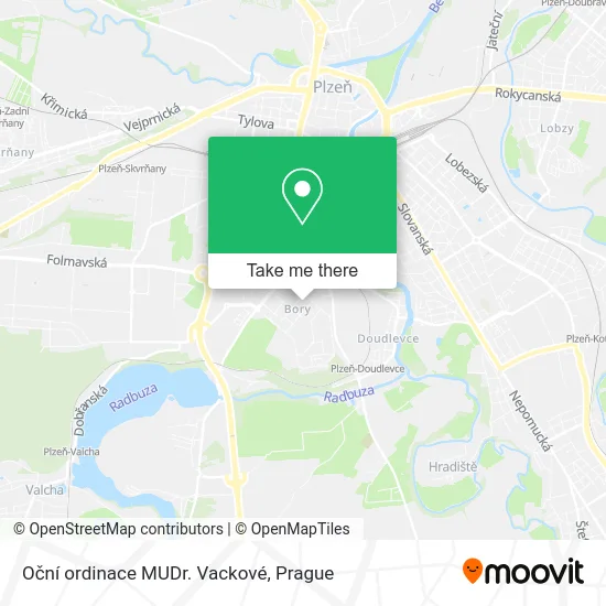 Карта Oční ordinace MUDr. Vackové
