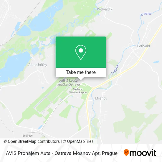 Карта AVIS Pronájem Auta - Ostrava Mosnov Apt