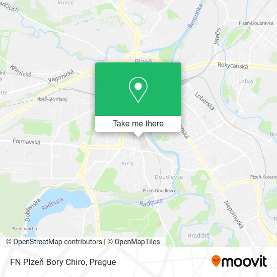 FN Plzeň Bory Chiro map