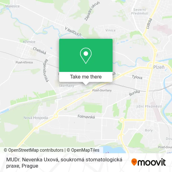 Карта MUDr. Nevenka Uxová, soukromá stomatologická praxe