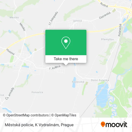 Карта Městská policie, K Vydralinám