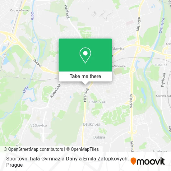 Карта Sportovní hala Gymnázia Dany a Emila Zátopkových