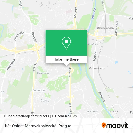 Kčt Oblast Moravskoslezská map