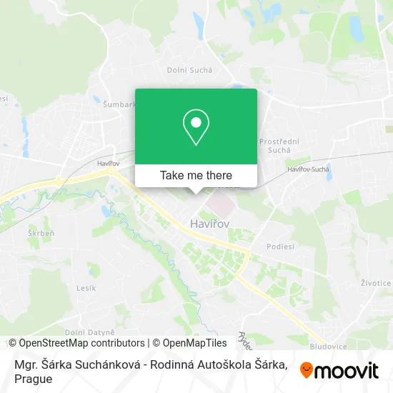 Карта Mgr. Šárka Suchánková - Rodinná Autoškola Šárka