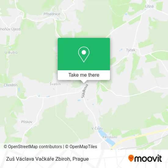 Карта Zuš Václava Vačkáře Zbiroh