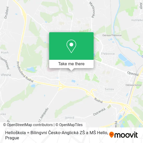 Карта Helloškola = Bilingvní Česko-Anglická ZŠ a MŠ Hello