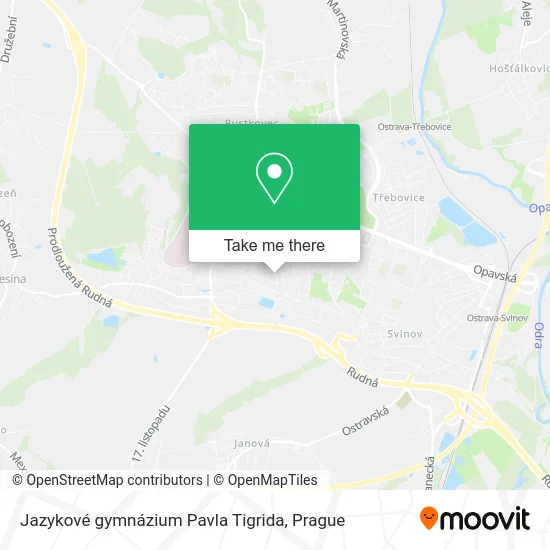 Карта Jazykové gymnázium Pavla Tigrida