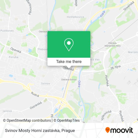 Карта Svinov Mosty Horní zastávka