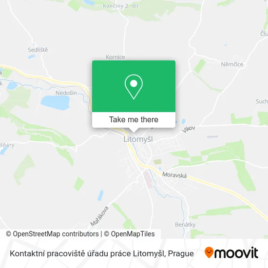 Карта Kontaktní pracoviště úřadu práce Litomyšl