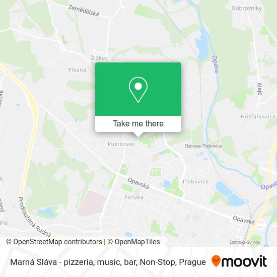 Карта Marná Sláva - pizzeria, music, bar, Non-Stop