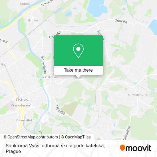Карта Soukromá Vyšší odborná škola podnikatelská