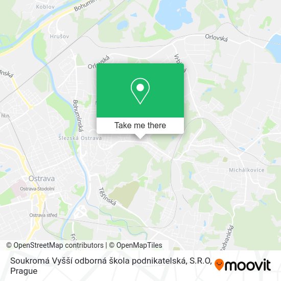 Карта Soukromá Vyšší odborná škola podnikatelská, S.R.O