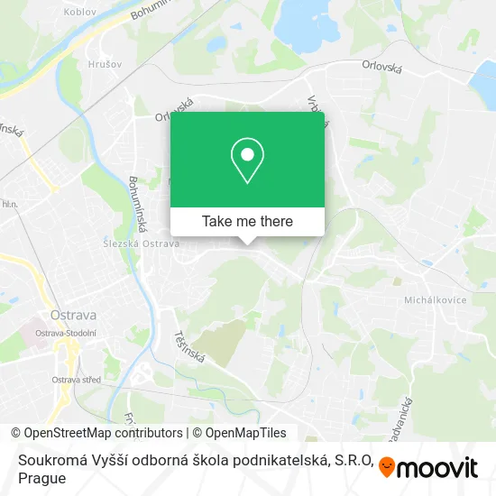 Карта Soukromá Vyšší odborná škola podnikatelská, S.R.O