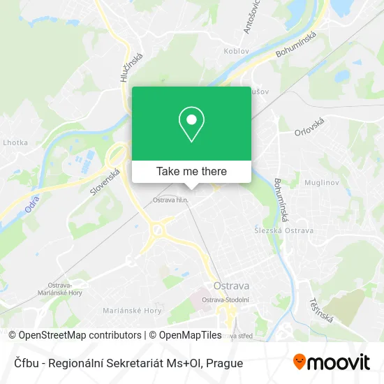 Карта Čfbu - Regionální Sekretariát Ms+Ol