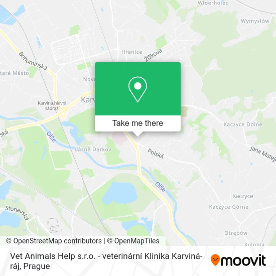 Карта Vet Animals Help s.r.o. - veterinární Klinika Karviná-ráj