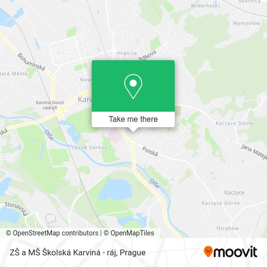 Карта ZŠ a MŠ Školská Karviná - ráj
