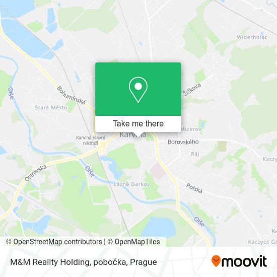 Карта M&M Reality Holding, pobočka