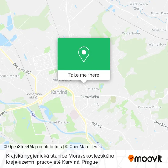 Карта Krajská hygienická stanice Moravskoslezského kraje-územní pracoviště Karviná