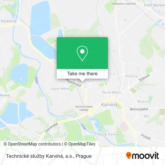 Карта Technické služby Karviná, a.s.