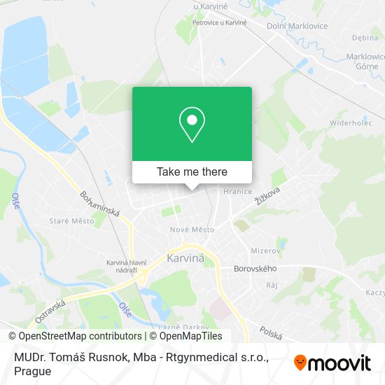Карта MUDr. Tomáš Rusnok, Mba - Rtgynmedical s.r.o.