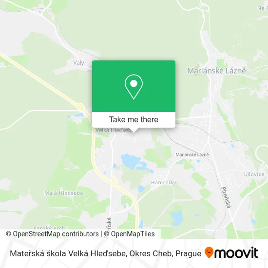 Карта Mateřská škola Velká Hleďsebe, Okres Cheb