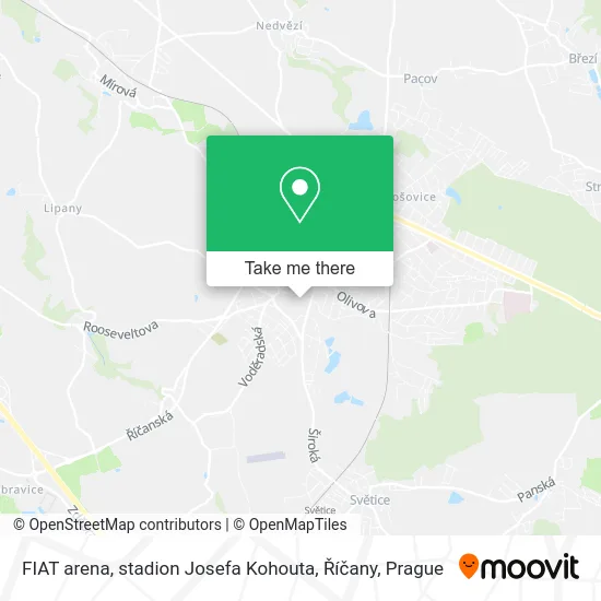 FIAT arena, stadion Josefa Kohouta, Říčany map