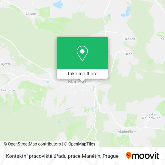 Карта Kontaktní pracoviště úřadu práce Manětín