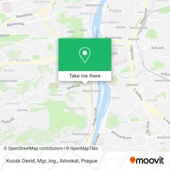 Карта Kozák David, Mgr.,Ing., Advokát