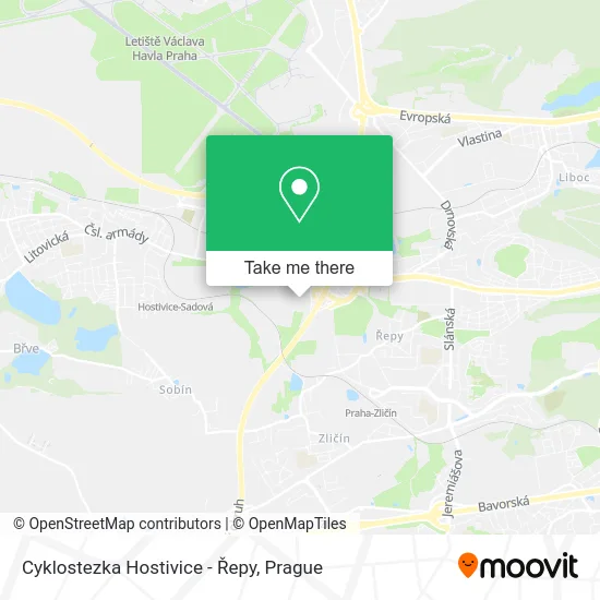 Карта Cyklostezka Hostivice - Řepy