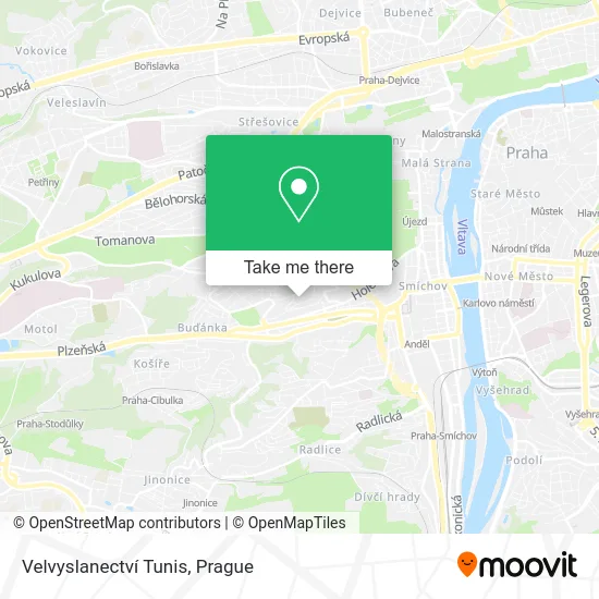 Карта Velvyslanectví Tunis