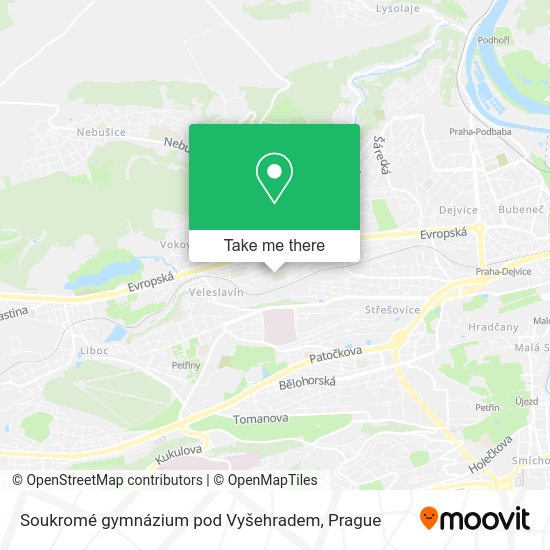Карта Soukromé gymnázium pod Vyšehradem
