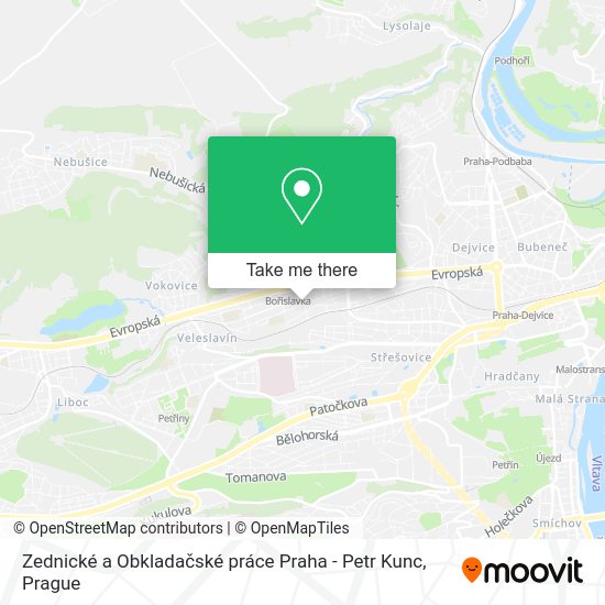 Zednické a Obkladačské práce Praha - Petr Kunc map